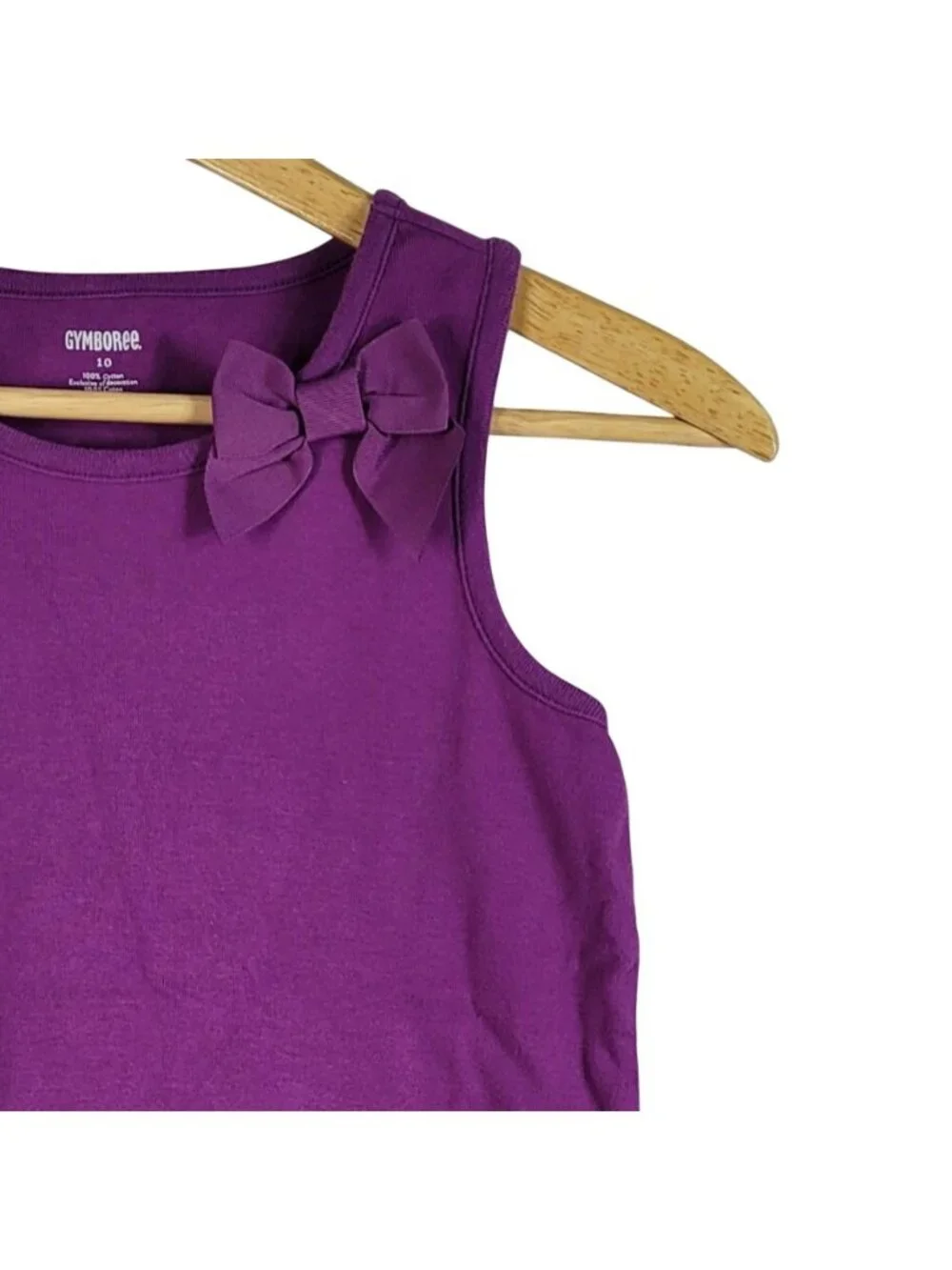 Gymboree Girls Tank Top Purple Size 10 Sleeveless Bow Trim Pullover 100% Cotton